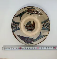 金城次郎　皿 壺屋焼 人間国宝 金城次郎 作 双魚文七寸皿（一枚焼）個展出品作