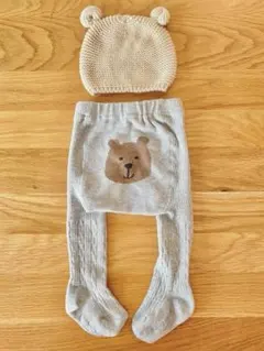 くまさんセット　babyGap タイツ＆くま耳ニット帽 秋冬ベビーコーデ