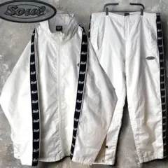 90's SOUL ナイロンジャージ セットアップ 白 ラインロゴ XL