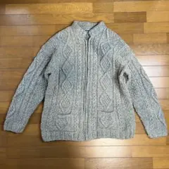 カーディガン ケーブルニット ジップアップ ジャケット 古着  vintage
