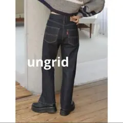 ungrid クロップドスリットストレートデニム　インディゴ　26