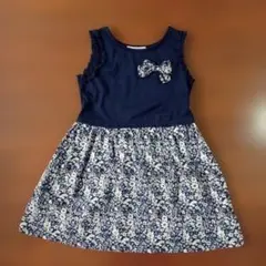 ✦ノースリーブ フラワーワンピース ネイビー 120サイズ