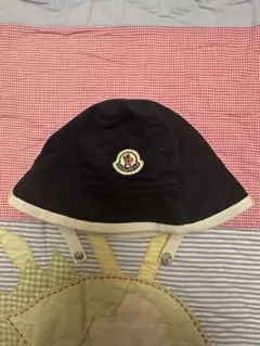 MONCLER ベビー ニット帽 マフラー セット ネイビー - メルカリ