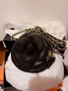 CHANEL カメリアブラックレザー