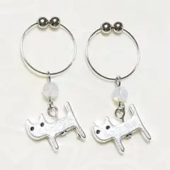 希望　ノンホールピアス　イヤリング　ホワイトオパール　天然石