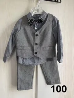フォーマルスーツ サイズ100 グレー ボウタイ付き　３点セット