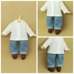 ハンドメイド ドール服 デニム風セミワイドパンツ(群青色) １点のサムネイル