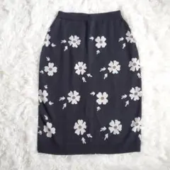 EMMA JAMES エマジェームス ニットスカート M 花柄 黒 デイジー