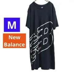 ニューバランス　ブラック　黒　ロングTシャツ tシャツ ワンピース　ロゴ入り　M