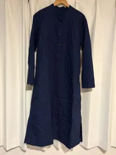 ネイビー 長袖 シャツワンピース