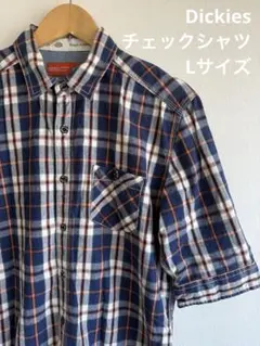 Dickies ブルー　チェックシャツ　七分袖　Lサイズのサムネイル