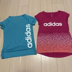 adidas Tシャツセット 140サイズ 青 ターコイズブルー、ピンク