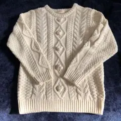 【お値下げしました】レピピアルマリオ　ケーブルニットS オフホワイト140cm