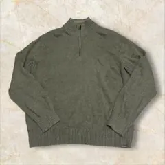 ノ*ブ様 00s エディーバウアー ハーフジップ コットンニットUSメンズ肉厚グ