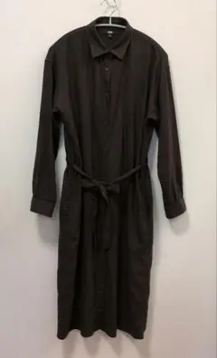 UNIQLO ダークブラウン 長袖シャツワンピース S