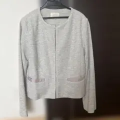 grove ノーカラージャケット ツイード調 グレー