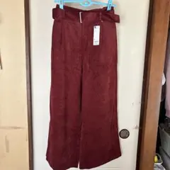 GU コーデュロイワイドパンツ XL レッド