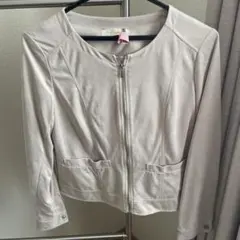 ノーカラージャケット ライトグレー　ベージュ