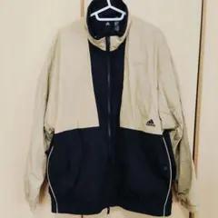 adidas ナイロンジャケット L ベージュ/ブラック