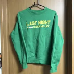 90s 銀タグ NIKE スウェット LAST NIGHT プリント グリーンのサムネイル
