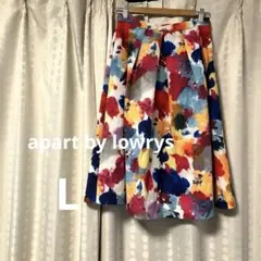 apart by lowrys花柄カラフルタックフレアスカート L 膝丈 裏地のサムネイル