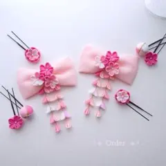 .*＊ Order ＊*⁠.　つまみ細工髪飾り　リボンヘアクリップ・Uピン