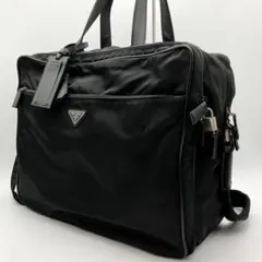 プラダ　2way ボストンバッグ　ショルダー紐付　ナイロン　サフィアーノ　黒