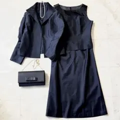新品同様 SAVIEM スリーピーススーツ 大きいサイズ15 ロングスカート 紺