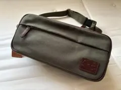 ショルダーバッグ カーキ キャンバス レザー 美品