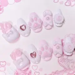 ジェルネイルチップ　平成女児　量産型　サブカル　ウィッシュコア　ハンドメイド