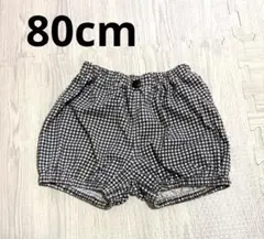 ユニクロ エアリズム コットンバルーンショーツ 黒×白 チェック 80cm