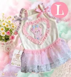 犬服 원피스 Lサイズ ピンク 女の子らしいフリル 원피스 くまさん