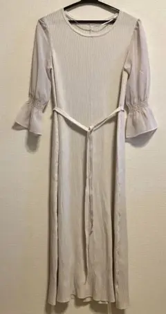 GUアイボリー リブ編み ロングワンピース