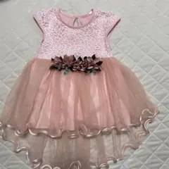 ベビー ドレス ピンク レース 花飾りつき　90センチ