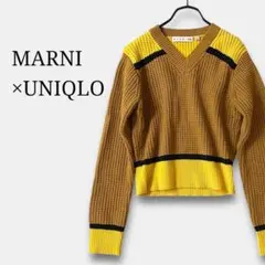 美品✨MARNIマルニ×UNIQLOユニクロ　コラボ　Vネック配色ニット　個性的