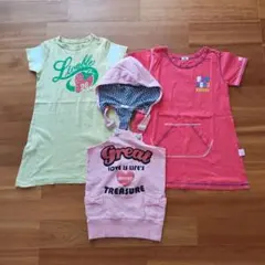キッズ ワンピース 3点セット カジュアル　Tシャツワンピ　ロゴのサムネイル