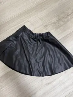 H&M /レザー/フレアスカート 黒/3-4y