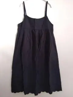 サマンサモスモス　胸下切替ギャザー裾刺繍キャミワンピース　ブラック