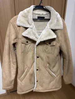 ボア襟付きフリースジャケット ベージュ