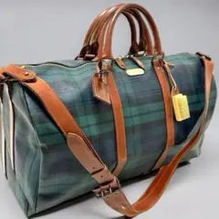 ラルフローレン レザーPVC 2way ブラックウォッチ 大容量ボストン