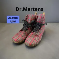 【Dr.Martens ドクターマーチン】７ホール赤チェック柄ブーツUK6レア