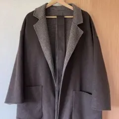 ジーナシス ウール混合素材 ブラウンロングコート　リバーシブル