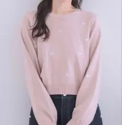 ピンクハートニット