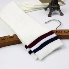 白　ニーハイソックス　オーバーニーソックス　1足　秋冬用