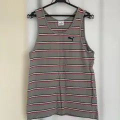 PUMA グレー ストライプ タンクトップ　M