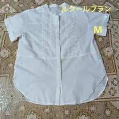 美品・le coeurblanc ・刺繍入り白半袖シャツ・38・ルクールブランのサムネイル