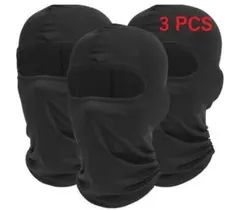 バラクラバ　マスク　日焼け　uv 目出し帽　黒　3点セット ブラック