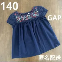 【140cm】　GAP　半袖　刺繍　花柄　ネイビーのサムネイル