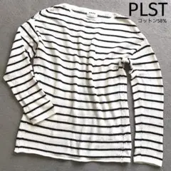 PLST 高級コットン58%ボートネック長袖サマーニット