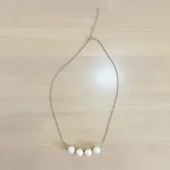 コットンパール風ネックレス ホワイト×ゴールド